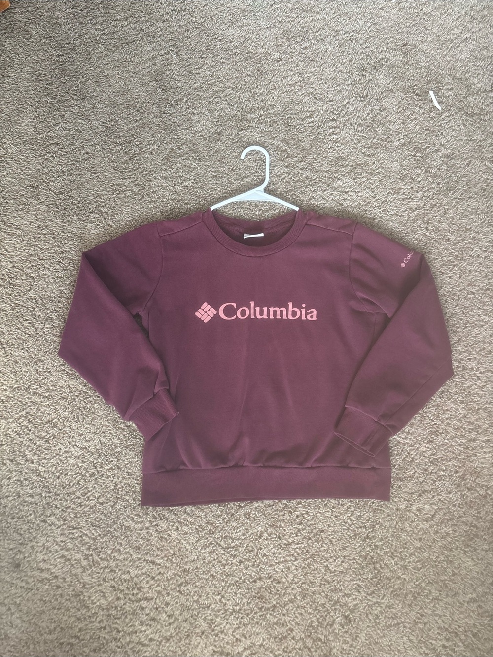 Columbia Women's Crewneck Sweatshirt - Maroon with Pink Logo